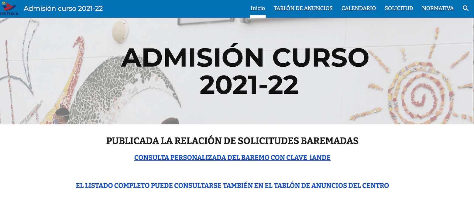 RELACIÓN BAREMADA DE SOLICITUDES RECIBIDAS CURSO 2021-22