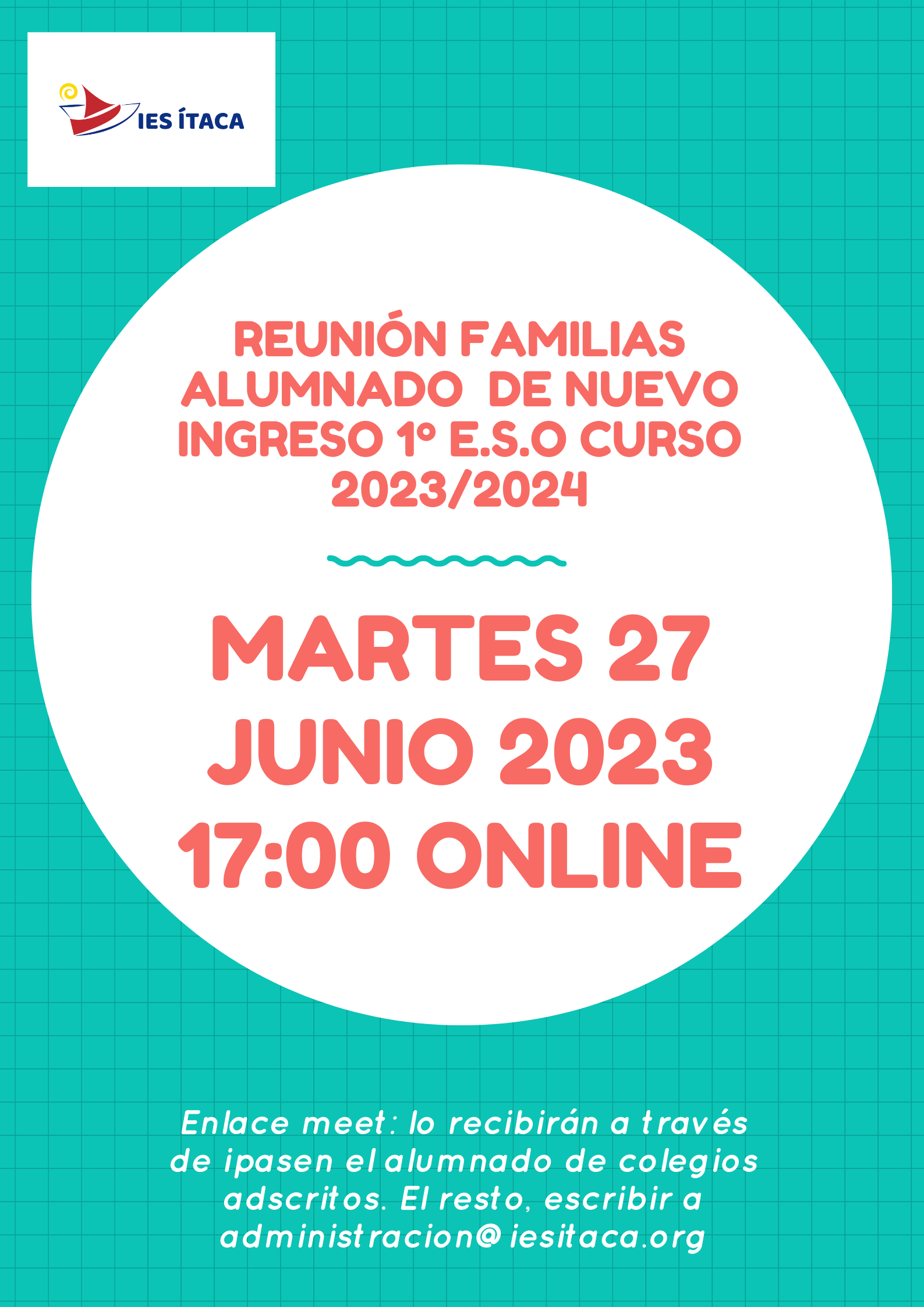 Reunión online familias alumnado nuevo ingreso